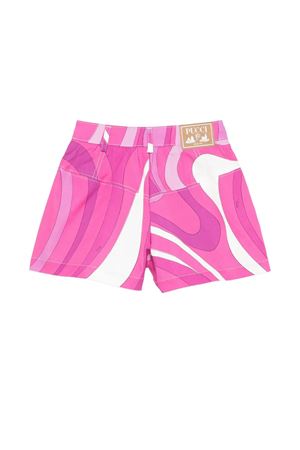 bermuda in cotone bianco e rosa EMILIO PUCCI KIDS | PY6B19G0199100FU